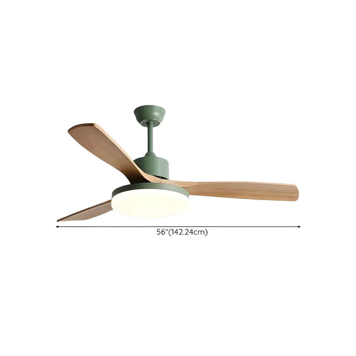 Solid Wood 3 Blade Minimalist Ceiling Fan with Light Image - 13