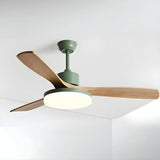 Solid Wood 3 Blade Minimalist Ceiling Fan with Light Image - 3