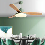 Solid Wood 3 Blade Minimalist Ceiling Fan with Light Image - 5