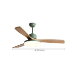 Solid Wood 3 Blade Minimalist Ceiling Fan with Light #size