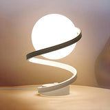 Minimalist Spiral Base White Glass Globe Table Lamp Image - 6