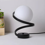 Minimalist Spiral Base White Glass Globe Table Lamp Image - 9