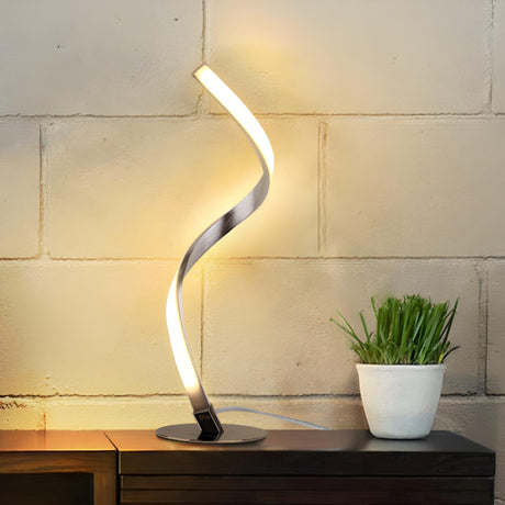 Minimalist Spiral Strip Modern LED Metal Table Lamp Image - 1