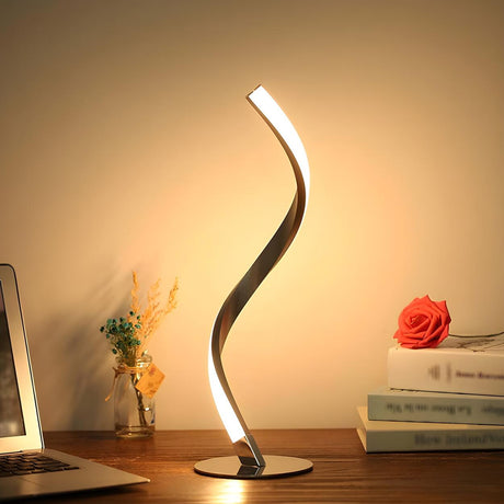 Minimalist Spiral Strip Modern LED Metal Table Lamp Image - 2