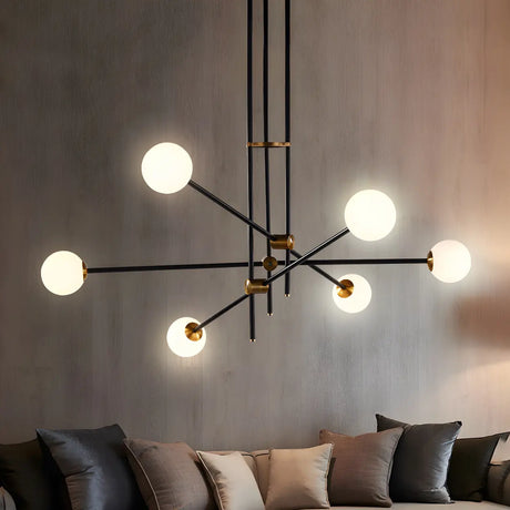 Minimalist Sputnik Black Gold Living Room Globe Chandeliers Image - 1