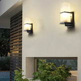 Minimalist Square Black Metal Outdoor LED Wall Light Image - 1