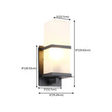 Minimalist Square Black Metal Outdoor LED Wall Light #size