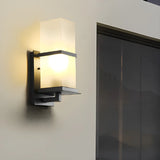 Minimalist Square Black Metal Outdoor LED Wall Light Image - 2