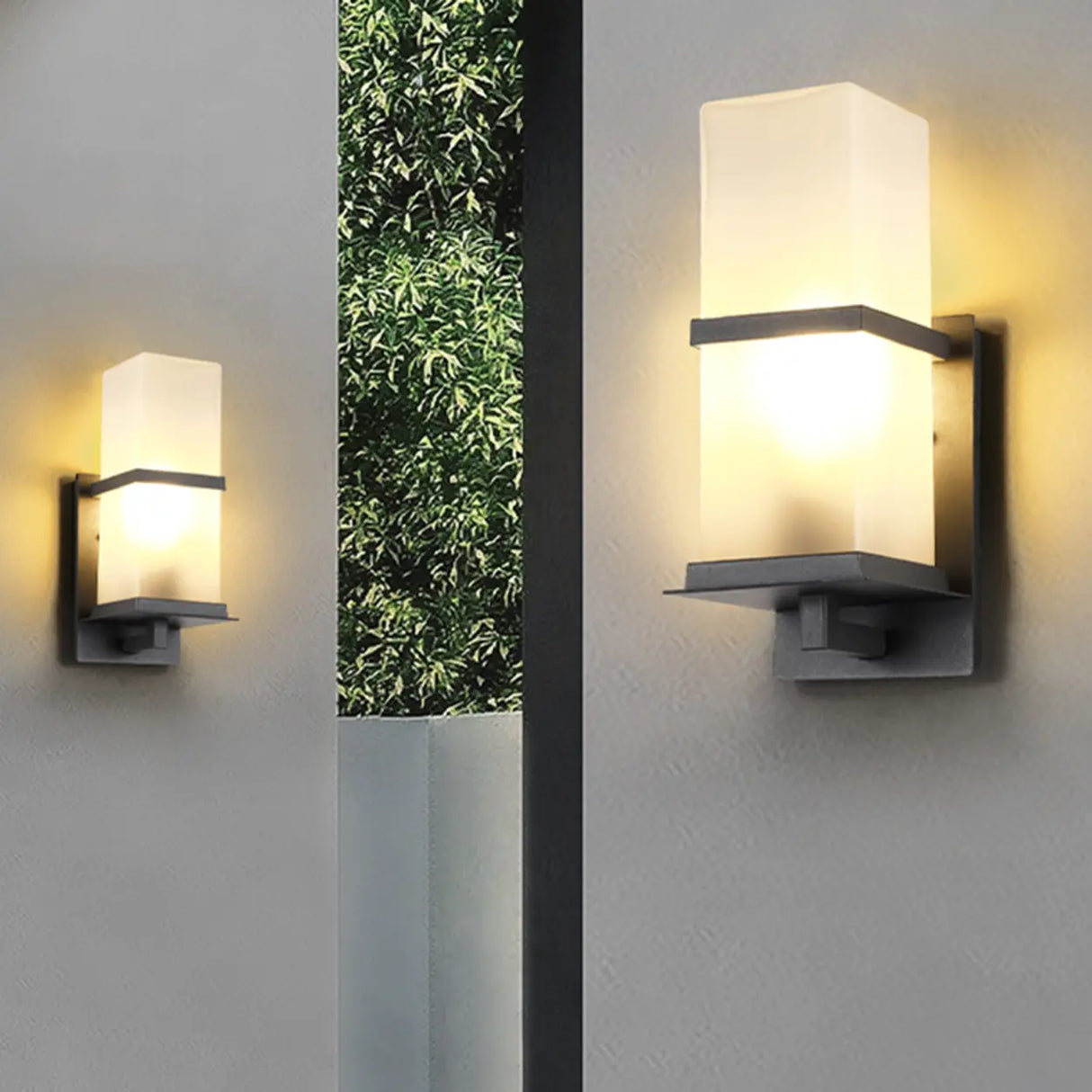 Minimalist Square Black Metal Outdoor LED Wall Light Image - 4