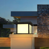 Minimalist Square Cube Metal Outdoor Post Table Lamp Image - 1