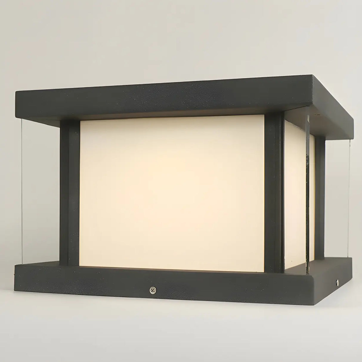 Minimalist Square Cube Metal Outdoor Post Table Lamp Image - 9