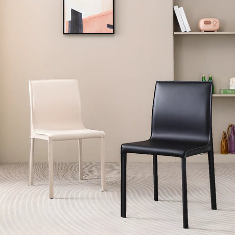 Minimalist Square Faux Leather Metal Dining Chairs Image - 1