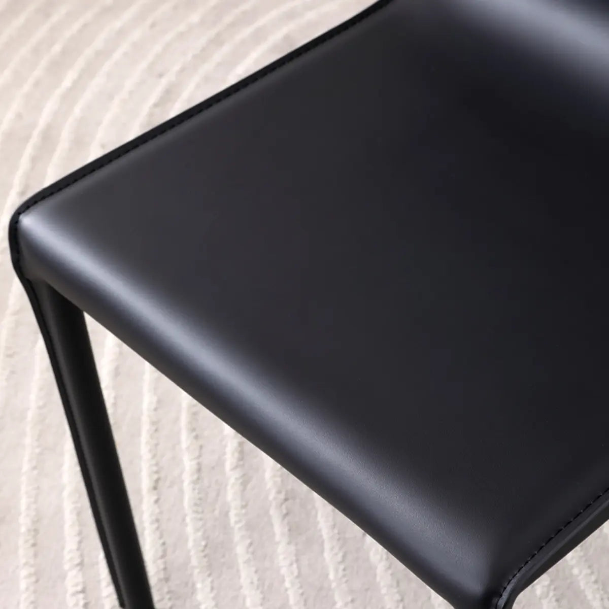 Minimalist Square Faux Leather Metal Dining Chairs Image - 11