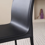 Minimalist Square Faux Leather Metal Dining Chairs Image - 12