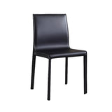 Minimalist Square Faux Leather Metal Dining Chairs Image - 13