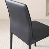 Minimalist Square Faux Leather Metal Dining Chairs Image - 15