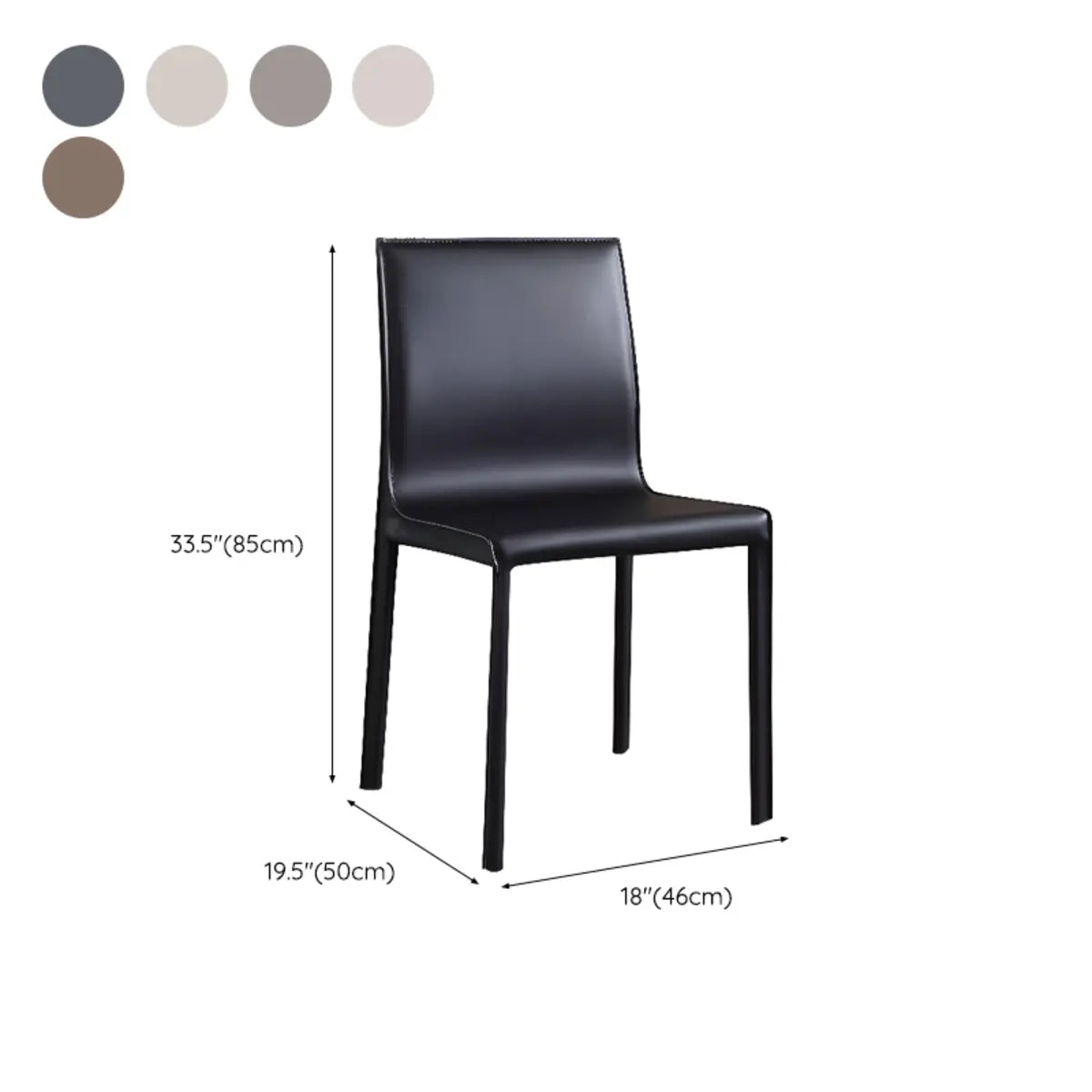 Minimalist Square Faux Leather Metal Dining Chairs 