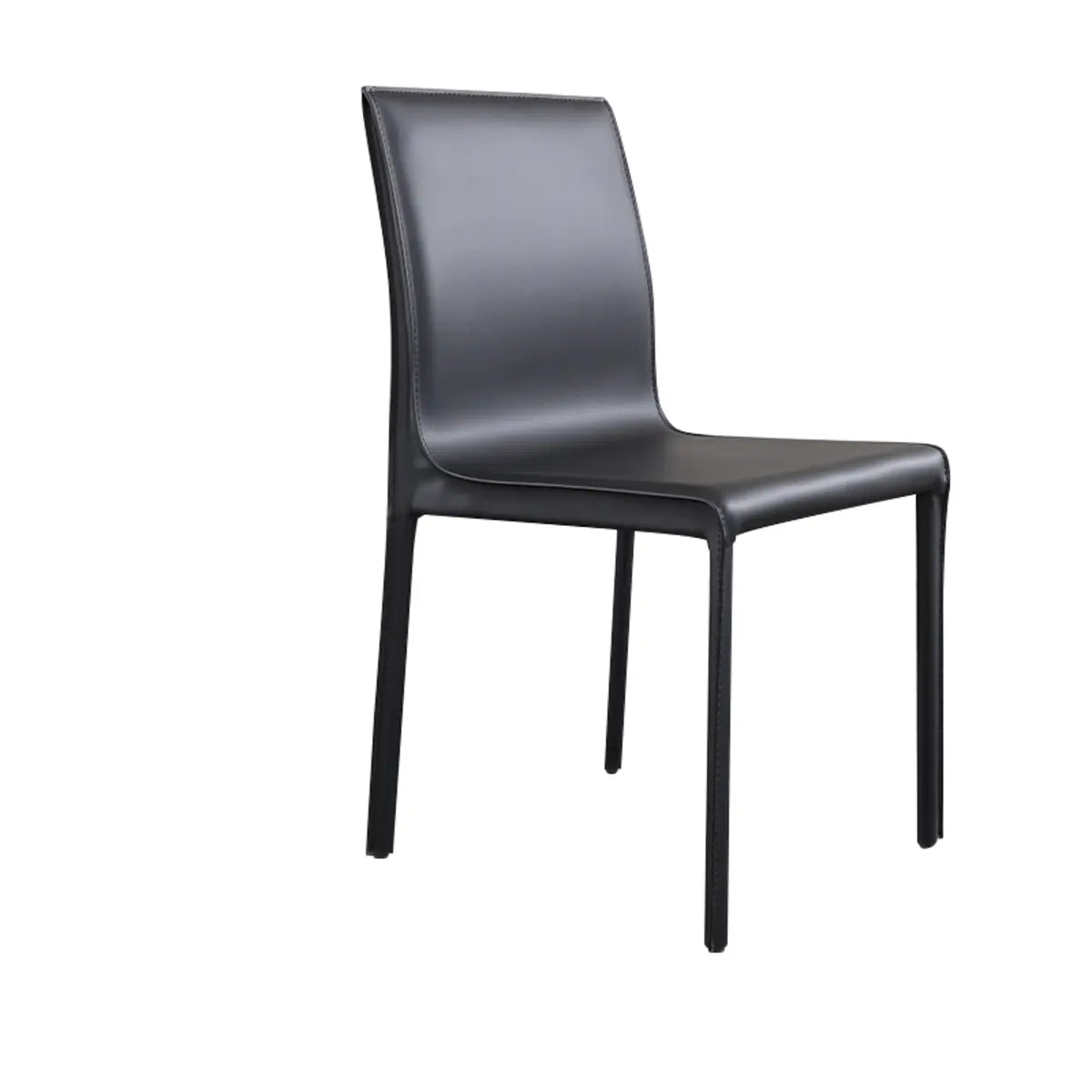 Minimalist Square Faux Leather Metal Dining Chairs Image - 2