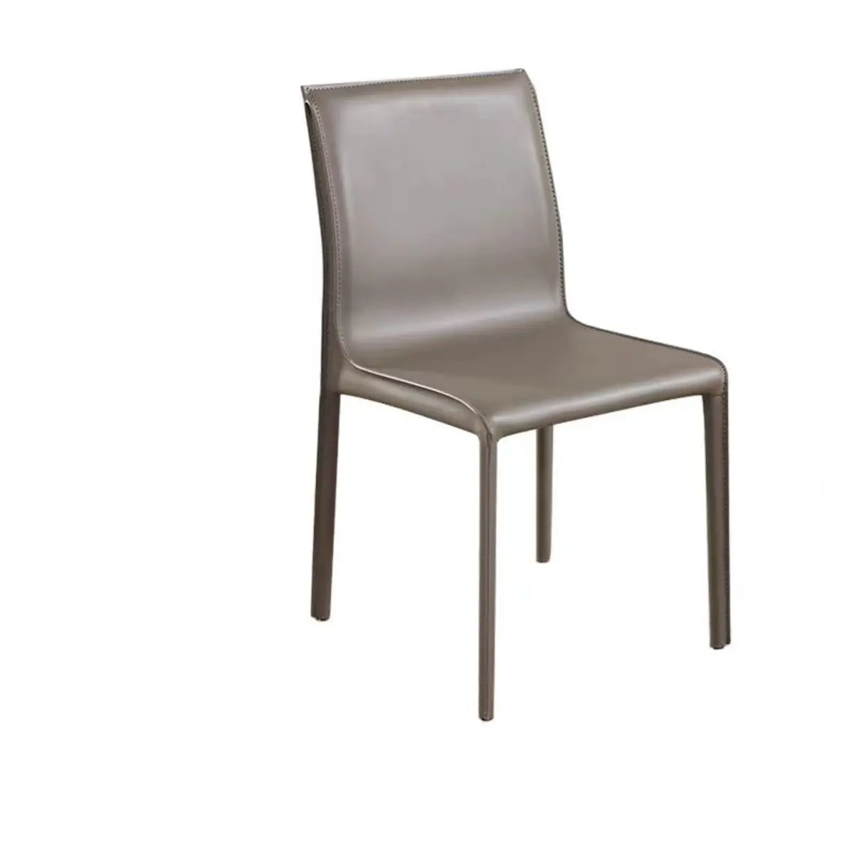 Minimalist Square Faux Leather Metal Dining Chairs Image - 8