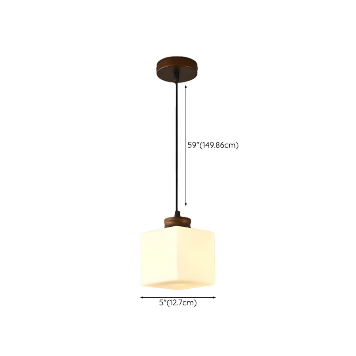 Minimalist Square Glass Pendant Light Adjustable Height 