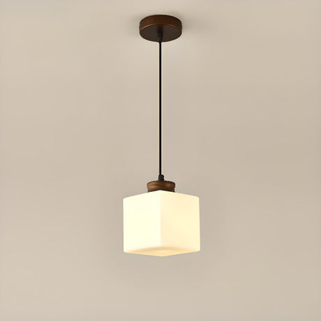 Minimalist Square Glass Pendant Light Adjustable Height Image - 2