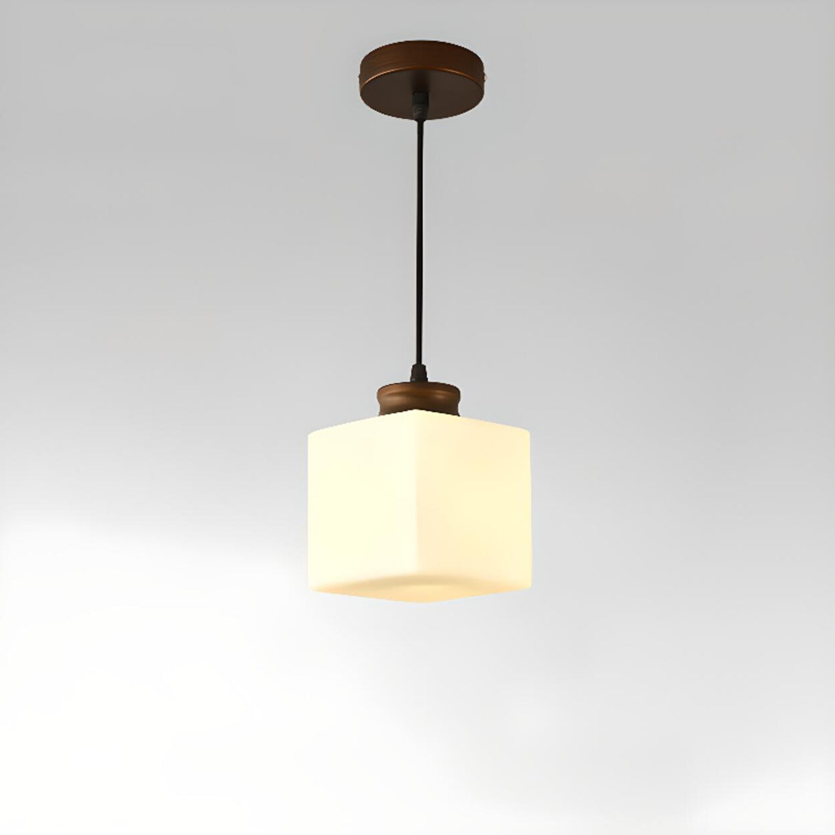 Minimalist Square Glass Pendant Light Adjustable Height Image - 7