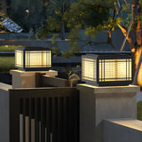 Minimalist Square Hollow Metal Post Outdoor Table Lamp Image - 1