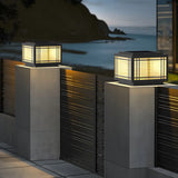 Minimalist Square Hollow Metal Post Outdoor Table Lamp Image - 16