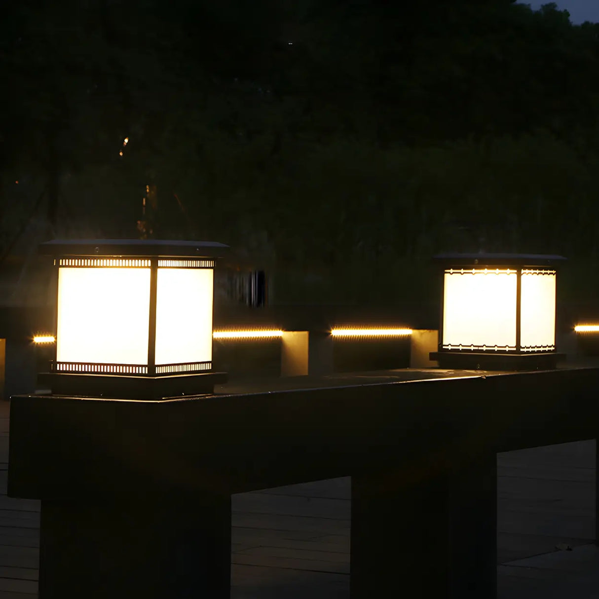 Minimalist Square Lantern Metal Outdoor Table Lamp Image - 9