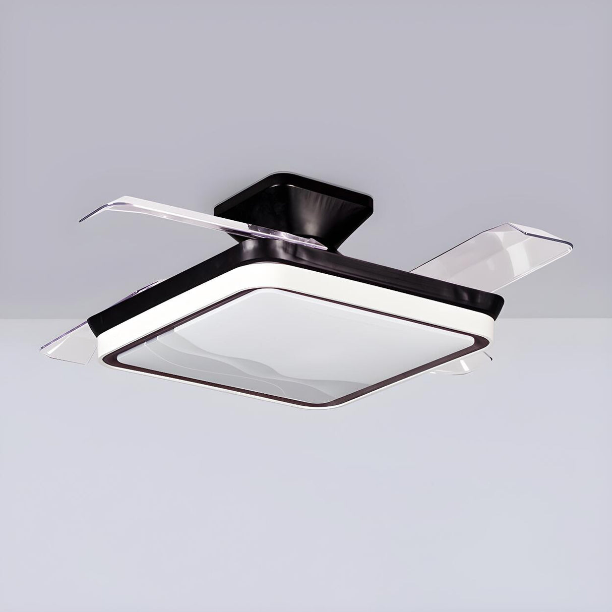 Minimalist Square LED Modern Ceiling Fan with Light Image - 11