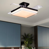 Minimalist Square LED Modern Ceiling Fan with Light Image - 15