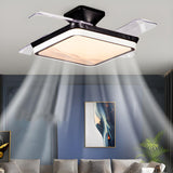 Minimalist Square LED Modern Ceiling Fan with Light Image - 18