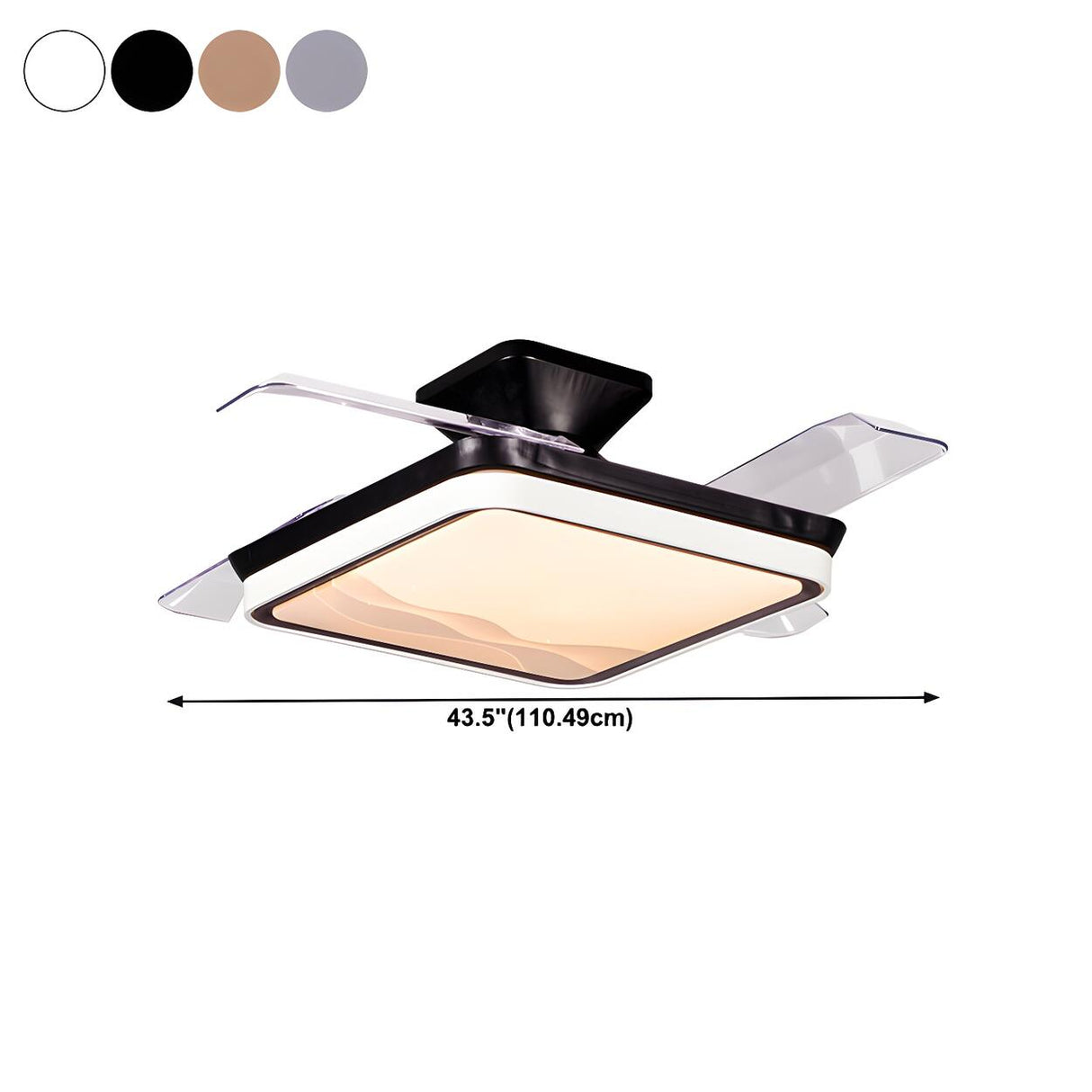 Minimalist Square LED Modern Ceiling Fan with Light 