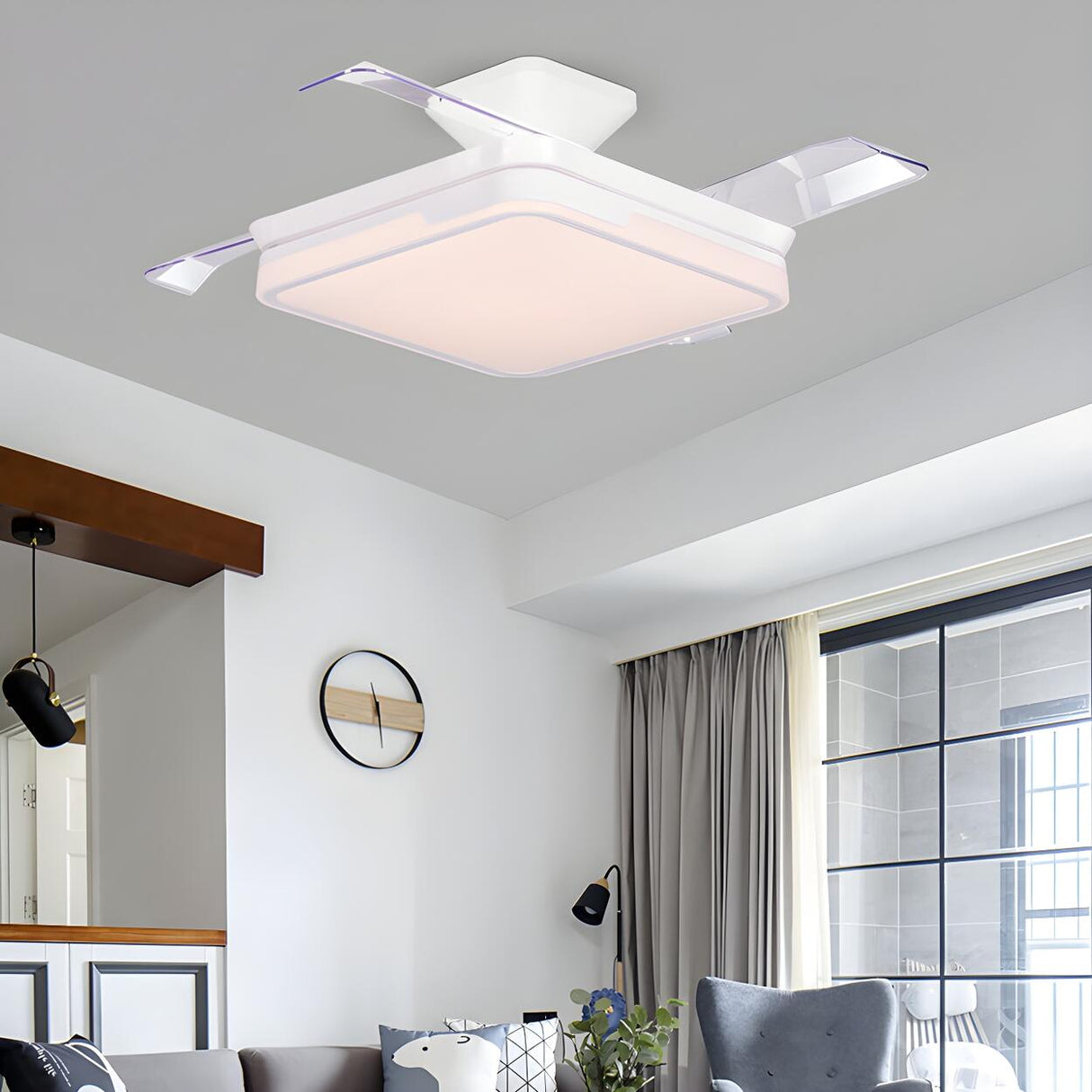 Minimalist Square LED Modern Ceiling Fan with Light Image - 7