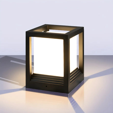 Minimalist Square Metal Frame Cube Outdoor Table Lamp Image - 2