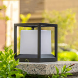 Minimalist Square Metal Frame Cube Outdoor Table Lamp Image - 5