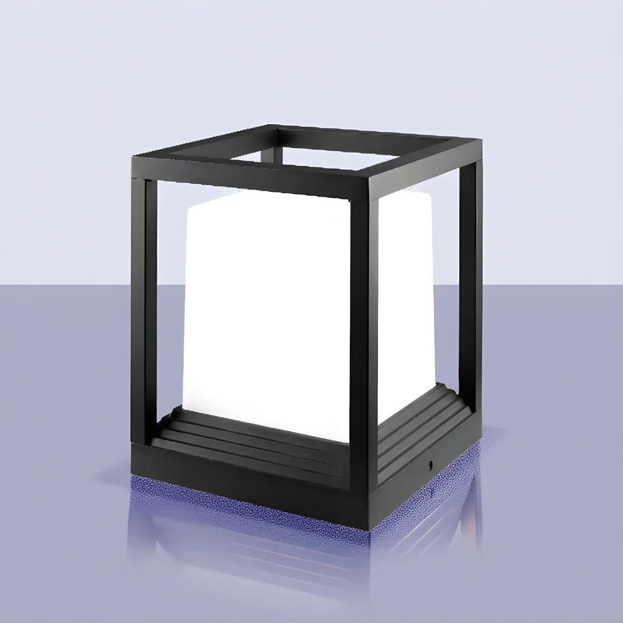 Minimalist Square Metal Frame Cube Outdoor Table Lamp Image - 8