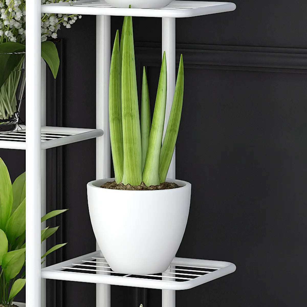 Minimalist Square Metal Multi-Tier Plant Stand White Image - 6