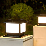 Minimalist Square Metal Outdoor Solar Garden Post Light Image - 3