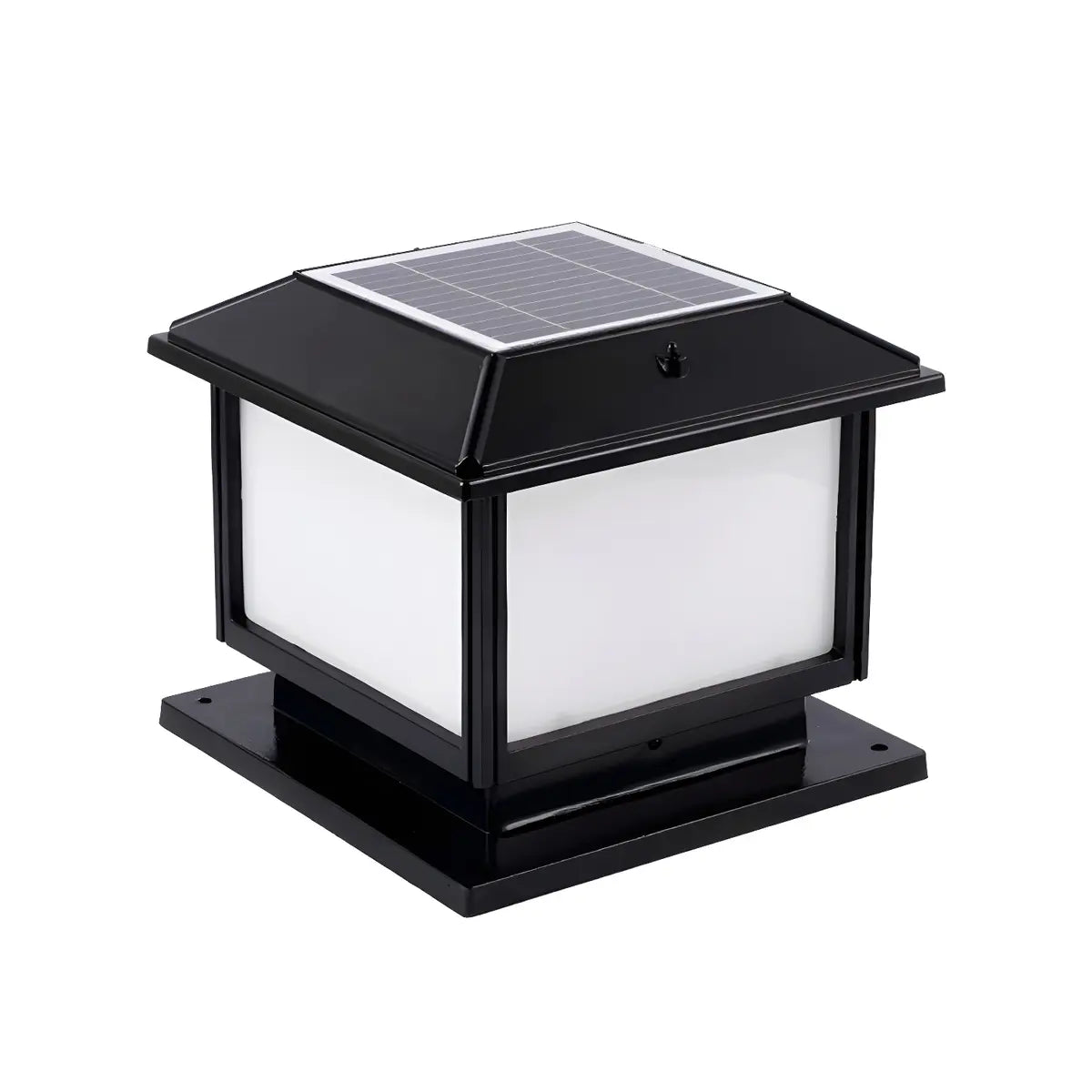 Minimalist Square Metal Outdoor Solar Garden Post Light Image - 4