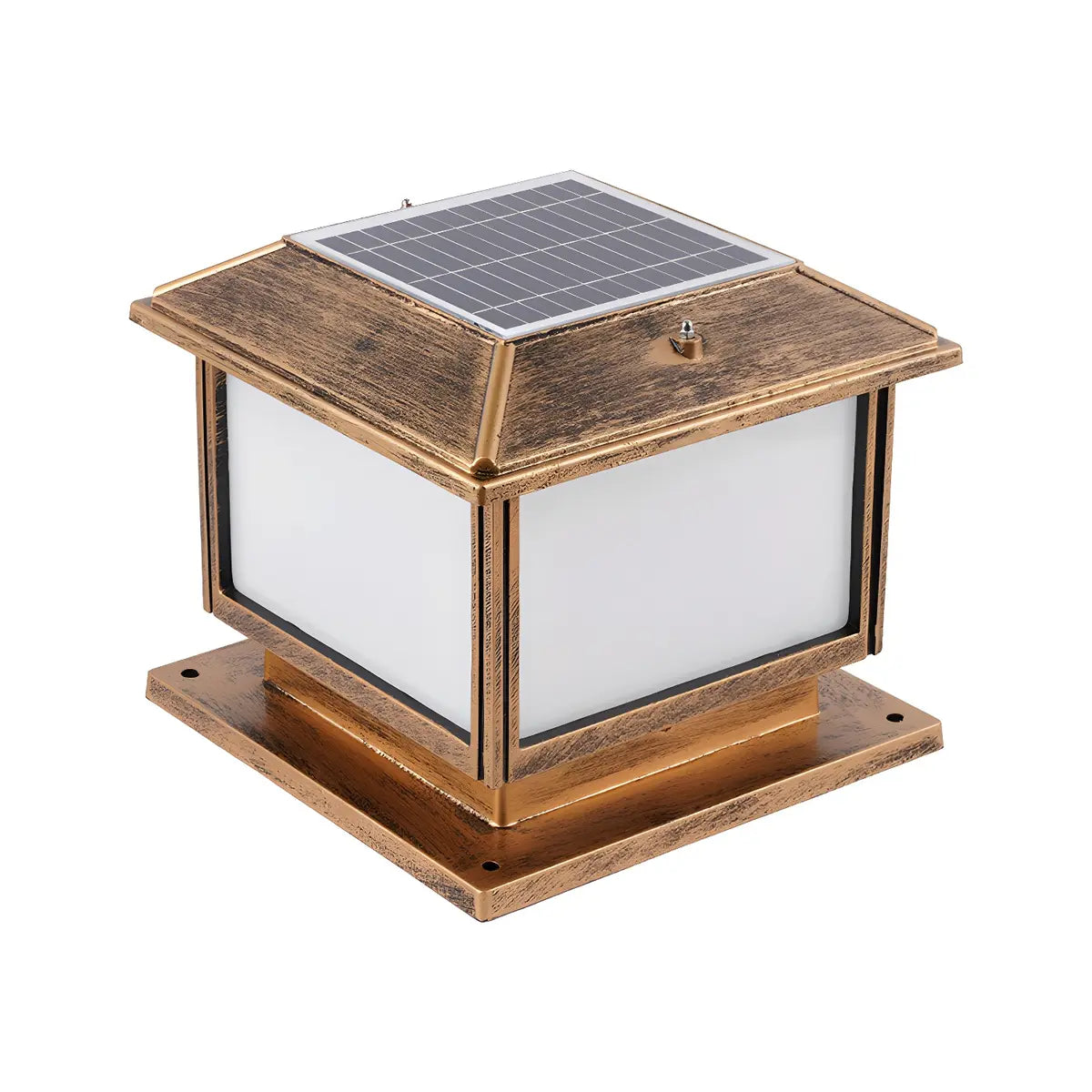 Minimalist Square Metal Outdoor Solar Garden Post Light Image - 9