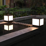 Minimalist Square Metal Solar Outdoor Post Light Black Image - 12