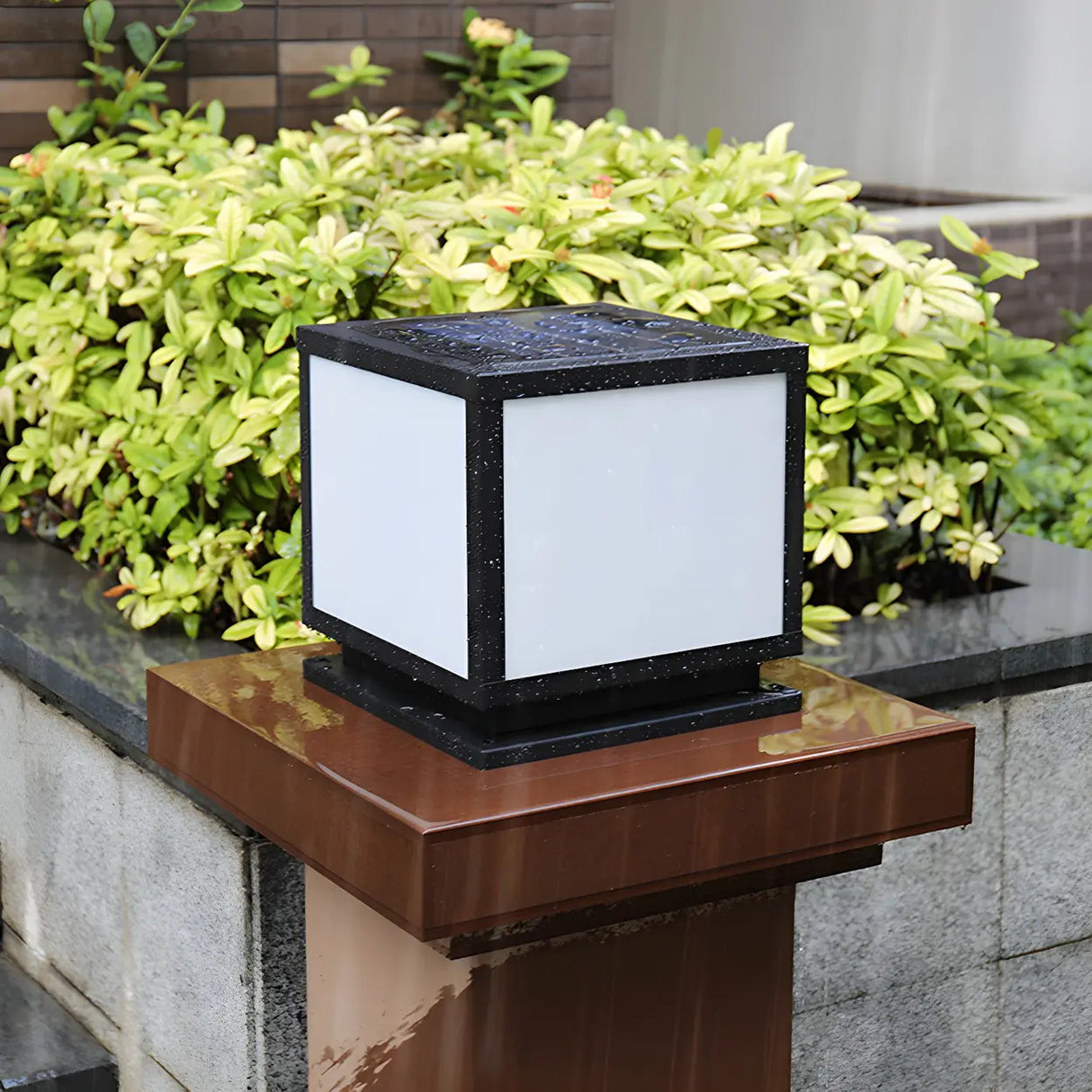 Minimalist Square Metal Solar Outdoor Post Light Black Image - 14