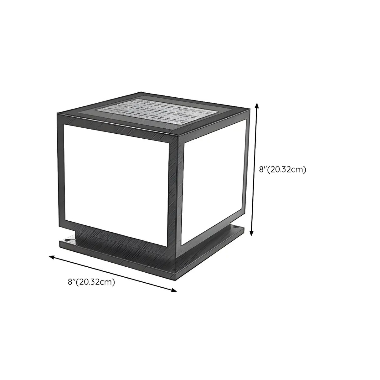 Minimalist Square Metal Solar Outdoor Post Light Black 