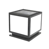 Minimalist Square Metal Solar Outdoor Post Light Black Image - 5