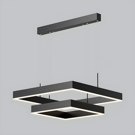 Minimalist Square Tiered Living Room Black Chandelier Image - 2