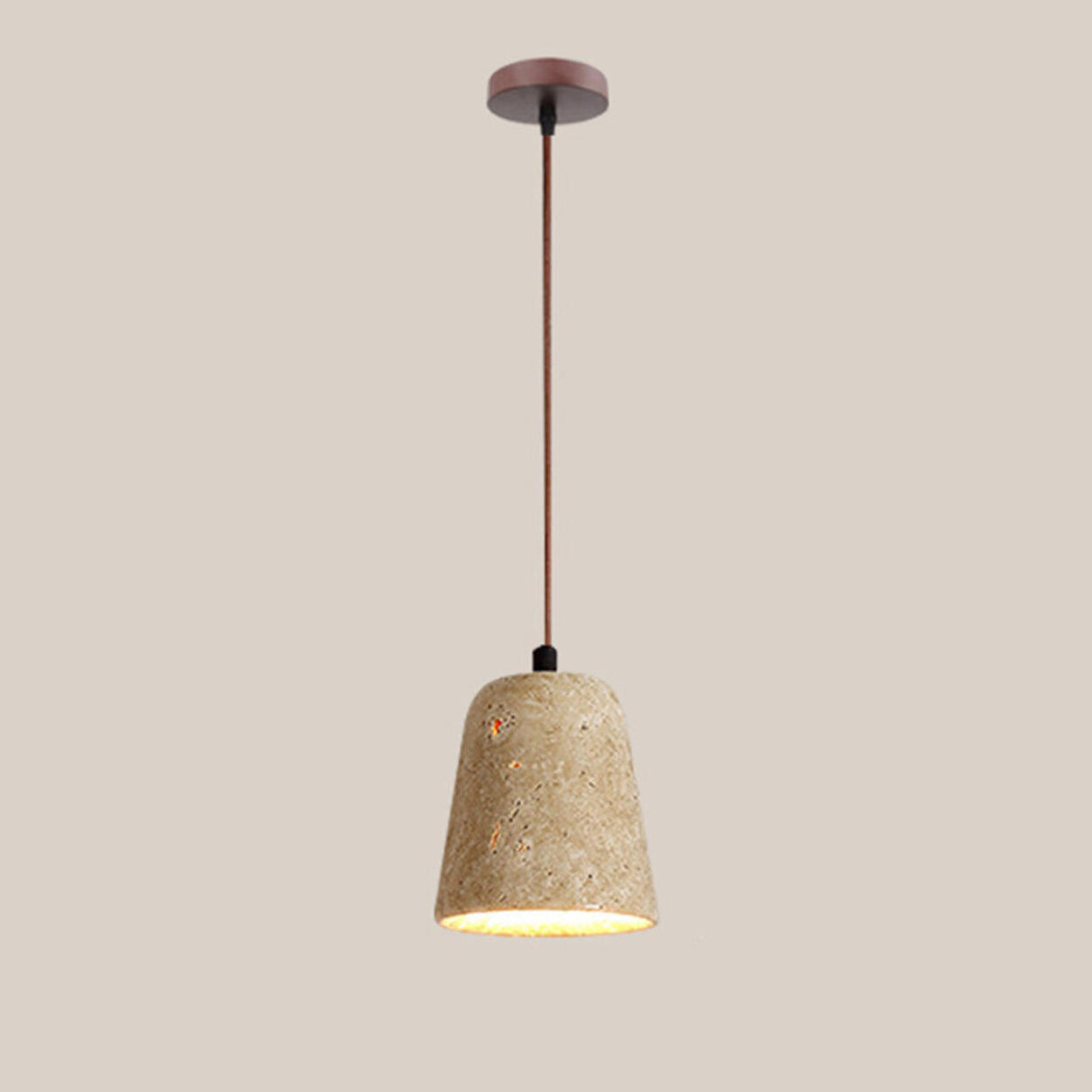 Minimalist Stone Cylinder DIsc Pendant Light Flexible Length Image - 13