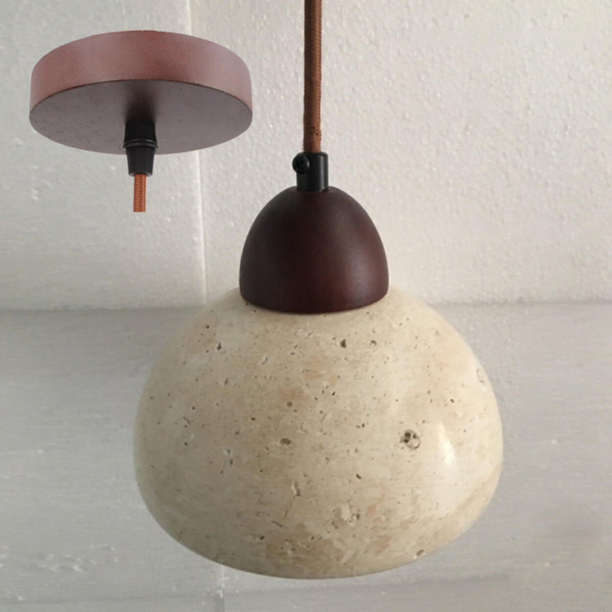 Minimalist Stone Cylinder DIsc Pendant Light Flexible Length Image - 14