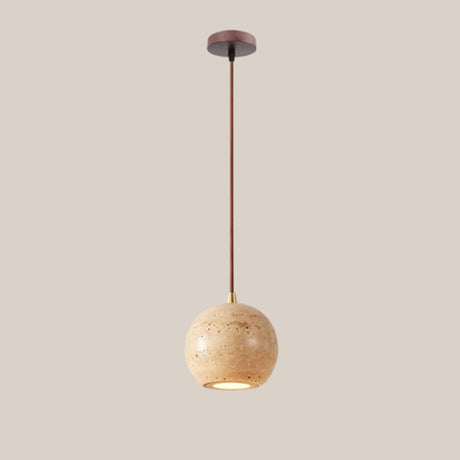 Minimalist Stone Cylinder DIsc Pendant Light Flexible Length Image - 2