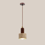 Minimalist Stone Cylinder DIsc Pendant Light Flexible Length Image - 4